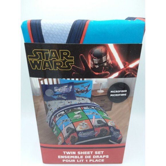 Star Wars Twin Sheet Set Microfiber Disney Kids Teens Bedding Space - Picture 3 of 8